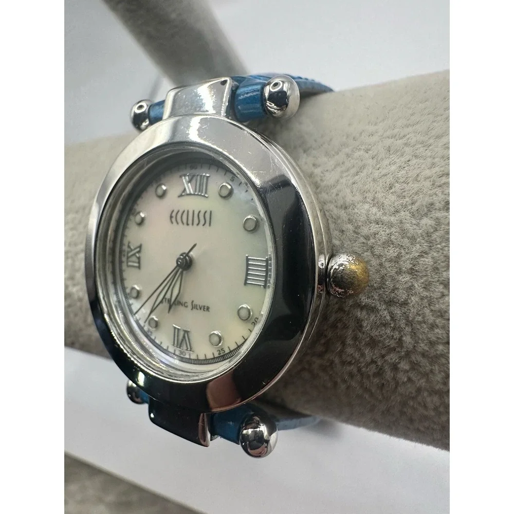 Ecclissi 22340 Sterling Silver Womens Watch New Battery 32MM 7.5